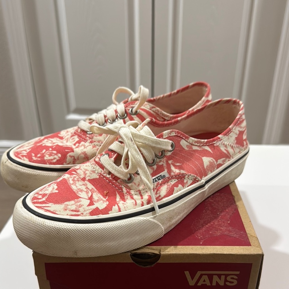 Vans Red and White Classic Sneakers